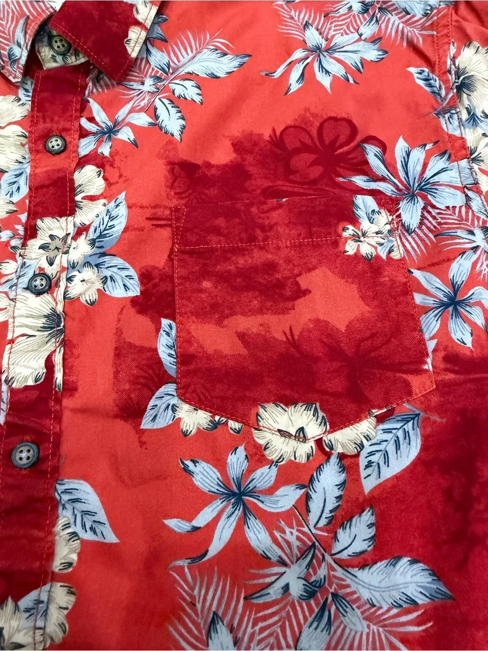 Men’s MBX Premium Goods Red Tropical Hibiscus Floral Hawaiian Shirt Size XL